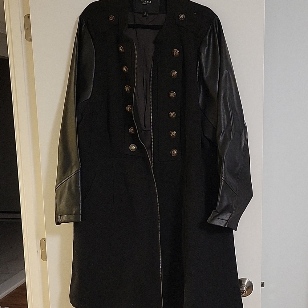Torrid Black Trench Coat with Military Design